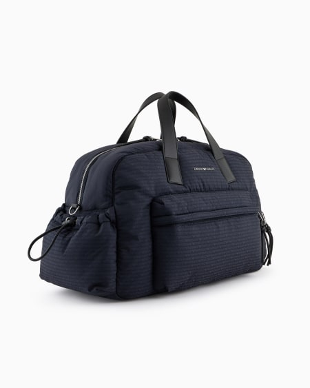 Armani Bolsa de nailon con inscripción integral del logotipo en tejido jacquard Liquidación