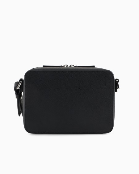 Armani Minifunda para cámara de piel saffiano regenerada con placa de águila ASV Tienda de fábrica