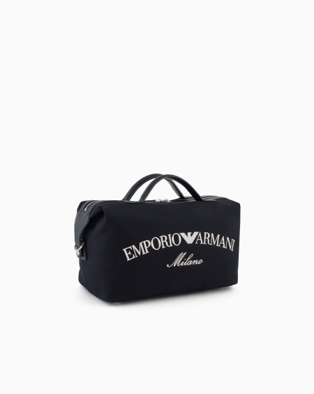 Armani Bolso baúl de lona con logotipo bordado y bandolera Ahorra y exporta