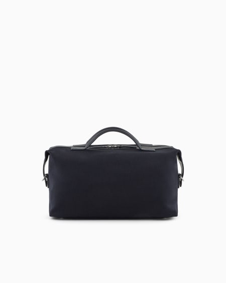 Armani Bolso baúl de lona con logotipo bordado y bandolera Ahorra y exporta