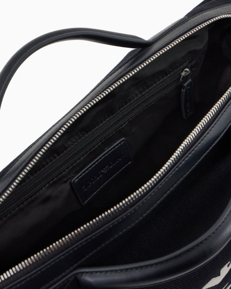 Armani Bolso baúl de lona con logotipo bordado y bandolera Ahorra y exporta