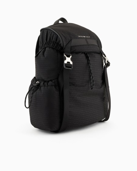 Armani Mochila de tejido jacquard de nailon con inscripción integral de logotipo EA Precios de Black Friday