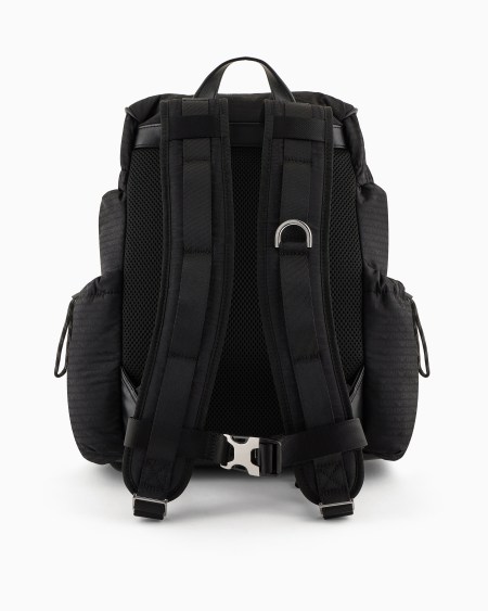 Armani Mochila de tejido jacquard de nailon con inscripción integral de logotipo EA Precios de Black Friday