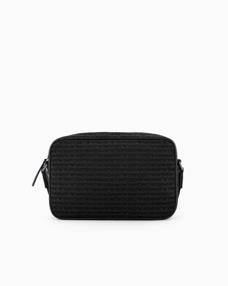 Armani Bolso bandolera de tejido jacquard con inscripción por toda la superficie Ofertas de temporada