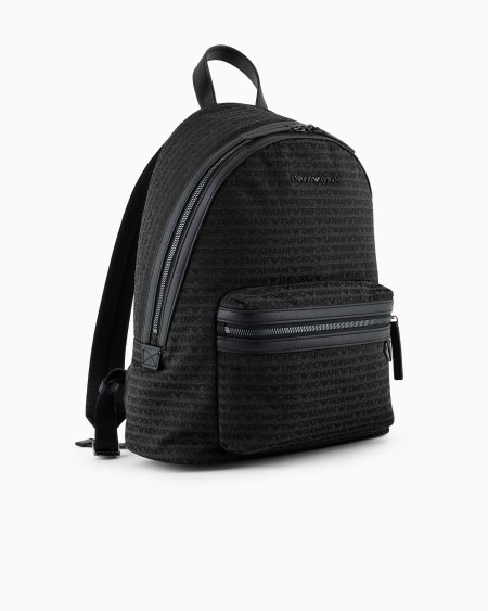 Armani Mochila de tejido jacquard con inscripción integral Grandes ahorros