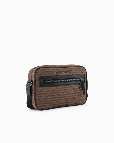 Armani Bolso bandolera de tejido jacquard con inscripción por toda la superficie Rebajas de fin de temporada