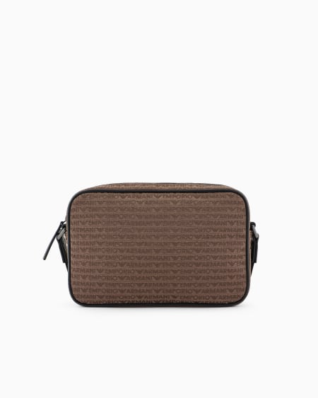 Armani Bolso bandolera de tejido jacquard con inscripción por toda la superficie Rebajas de fin de temporada