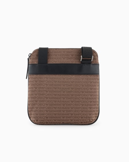 Armani Bolso bandolera plano en tejido jacquard con inscripción integral Precio ultrabajo