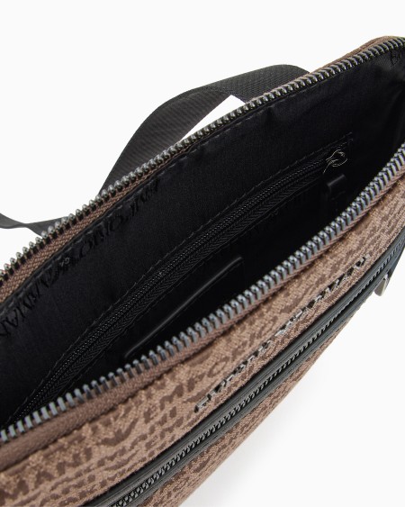 Armani Bolso bandolera plano en tejido jacquard con inscripción integral Precio ultrabajo