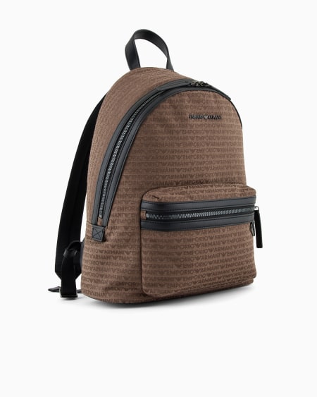 Armani Mochila de tejido jacquard con inscripción integral Devoluciones gratuitas