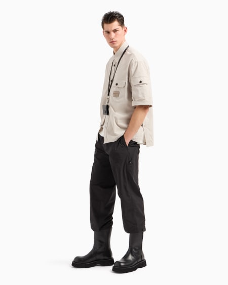 Armani Camisa de tejido técnico con bolsillos de parche y parche con logotipo Tienda