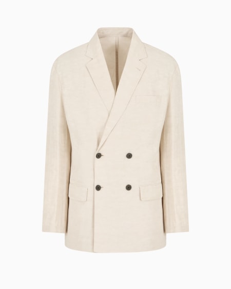 Armani Blazer de abotonadura doble en mezcla de lino