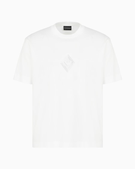 Armani Camiseta de punto con logotipo de águila en relieve Precio de fábrica