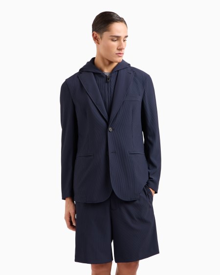 Armani Blazer de nailon elástico efecto canneté con pechera y capucha Solo hoy