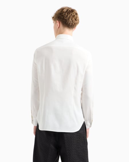Armani Camisa de algodón con logotipo de jacquard por toda la prenda Promoción trimestral