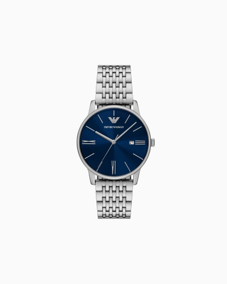 Armani Reloj de tres manecillas de acero inoxidable con visualización de fecha