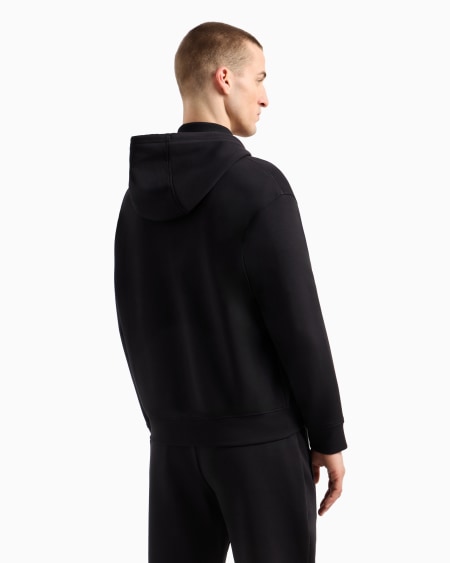Armani Sudadera con capucha y cremallera de punto doble con logotipo de águila grabado Superdescuento