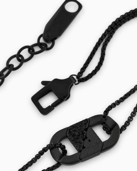 Armani Pulsera con placa y cristales negros Liquidación