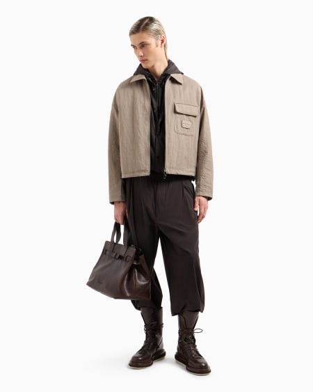 Armani Cazadora de nailon con pechera interior e inscripción integral en tejido jacquard Tienda de fábrica