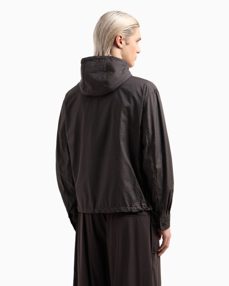 Armani Cazadora de nailon con pechera interior e inscripción integral en tejido jacquard Tienda de fábrica