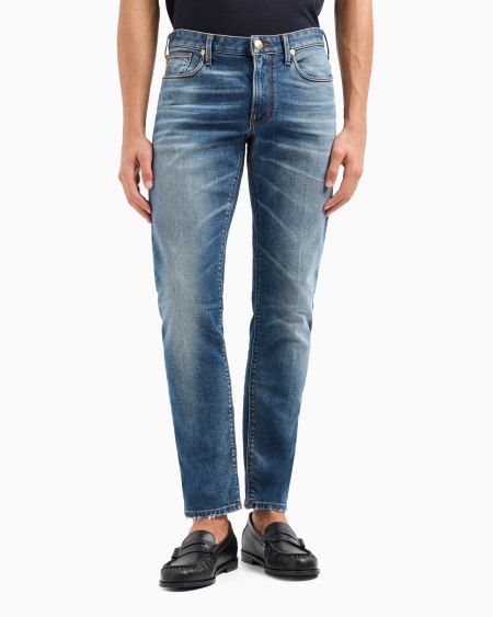 Armani Vaqueros J06 slim fit en denim lavado con líneas de efecto usado Limitado a 3 días