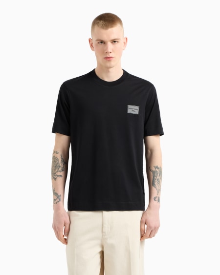 Armani Camiseta de punto con parche bordado con logotipo Ahorra y exporta