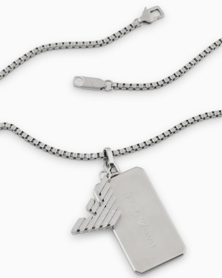 Armani Collar con placa de acero inoxidable Precios de Black Friday