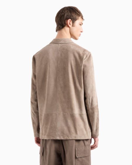 Armani Chaqueta de abotonadura sencilla en ante de cabra En oferta