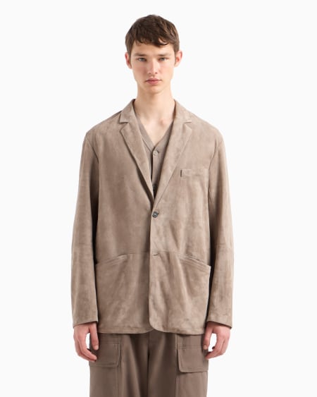 Armani Chaqueta de abotonadura sencilla en ante de cabra En oferta