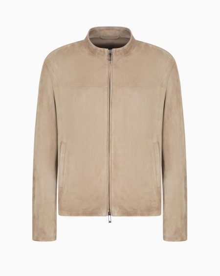 Armani Chaqueta de ante de cabra con cremallera completa Última moda