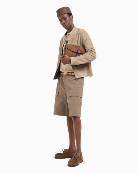 Armani Chaqueta de ante de cabra con cremallera completa Última moda