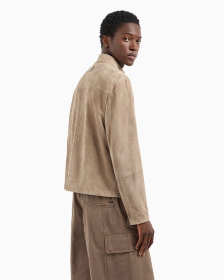 Armani Chaqueta de ante de cabra con cremallera completa Última moda