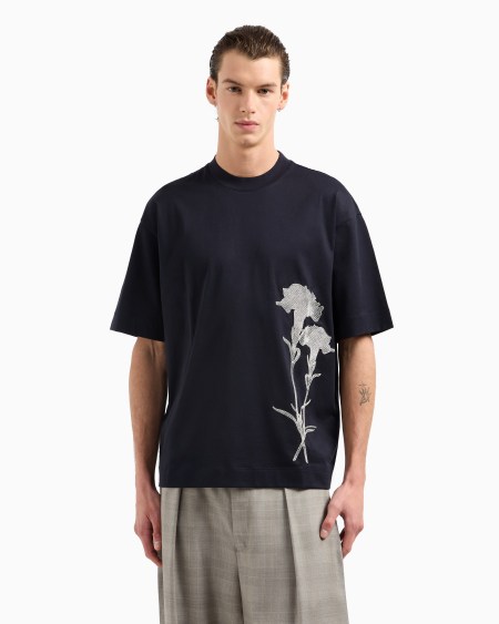 Armani Camiseta ancha de punto con bordado de rayas efecto degradado Ofertas especiales