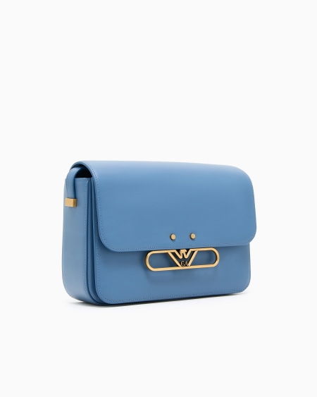 Armani Bolso de hombro de piel lisa con logotipo de águila de metal Grandes ahorros
