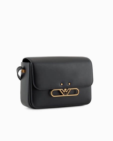 Armani Bolso de hombro de piel lisa con logotipo de águila de metal Precio ultrabajo