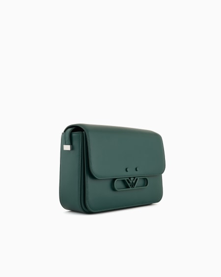 Armani Bolso de hombro de piel lisa con logotipo de águila de metal Devoluciones gratuitas