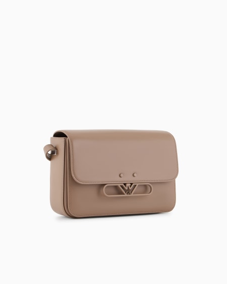Armani Bolso de hombro de piel lisa con logotipo de águila de metal 2025
