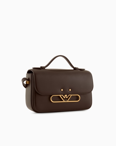 Armani Bolso bandolera de piel lisa con logotipo de águila de metal En línea