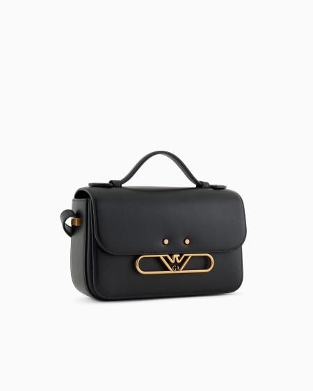 Armani Bolso bandolera de piel lisa con logotipo de águila de metal Outlet