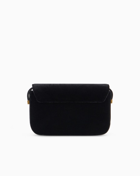 Armani Bolso bandolera de terciopelo con logotipo de águila de metal Outlet online