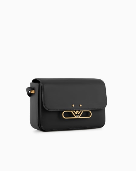 Armani Bolso de hombro de piel lisa con logotipo de águila de metal Rebajas