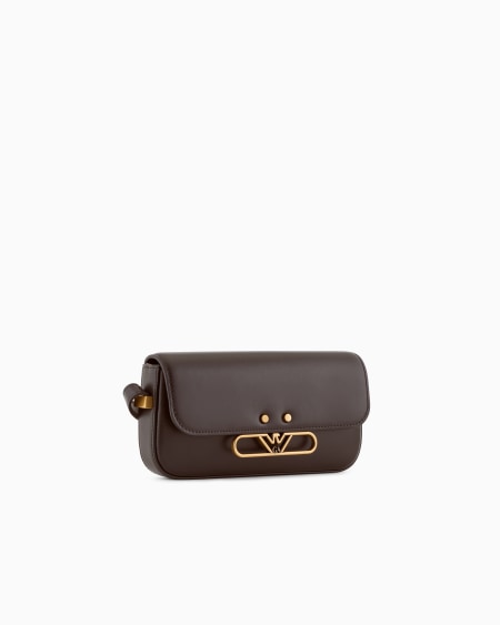 Armani Minibolso bandolera de piel lisa con logotipo de águila de metal Venta caliente