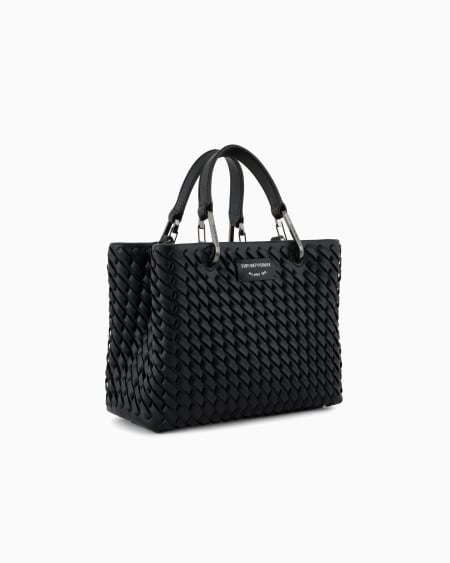 Armani Bolso shopper MyEA pequeño en piel trenzada Descuento