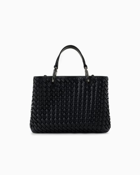 Armani Bolso shopper MyEA pequeño en piel trenzada Descuento