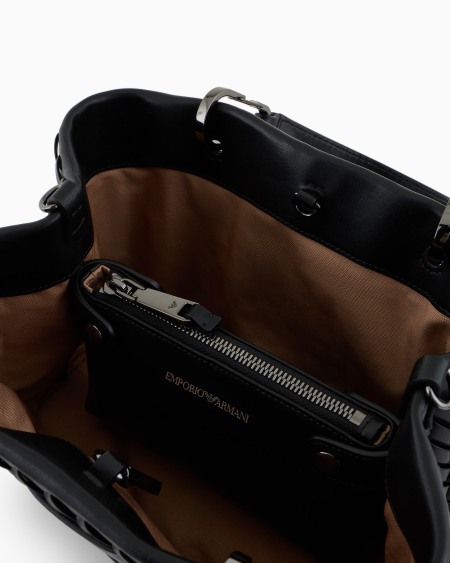 Armani Bolso shopper MyEA pequeño en piel trenzada Descuento