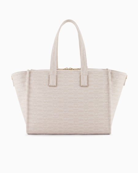 Armani Bolso shopper mediano en lona de tejido jacquard con monograma integral Rebajas top