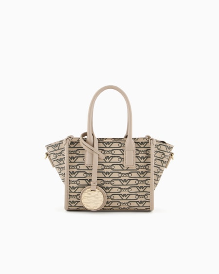 Armani Bolso shopper pequeño con estampado integral de monograma Envío gratis