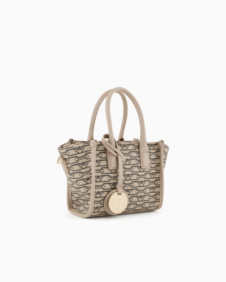 Armani Bolso shopper pequeño con estampado integral de monograma Envío gratis