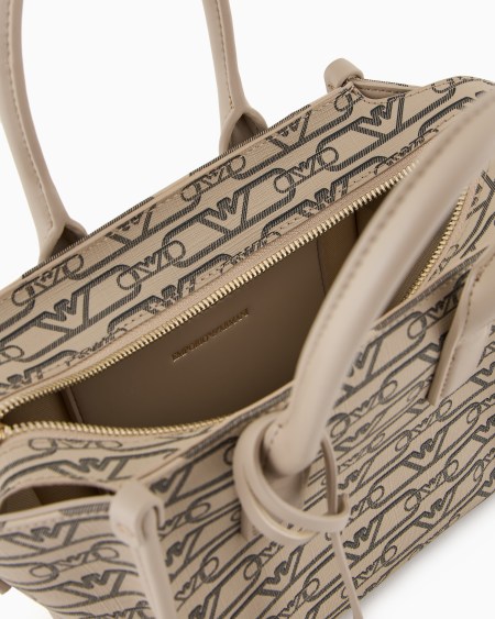 Armani Bolso shopper pequeño con estampado integral de monograma Envío gratis
