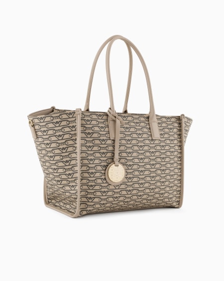 Armani Bolso shopper mediano con estampado integral de monograma Oferta especial